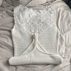 Elegant White Crochet Women's Bodysuit